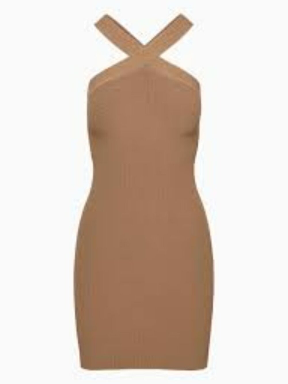 ARITZIA Babaton Sculpt Knit Criss Cross Ribbed Halter Sheath Dress - Picture 3 of 14